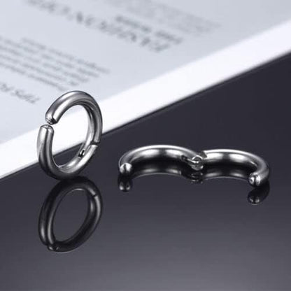 Via Mazzini Silver Plated No-Piercing Clip-On Style 15mm Hoop Earrings For Men And Women (ER2235) 1 Pair|B0C8T6J3YZ
