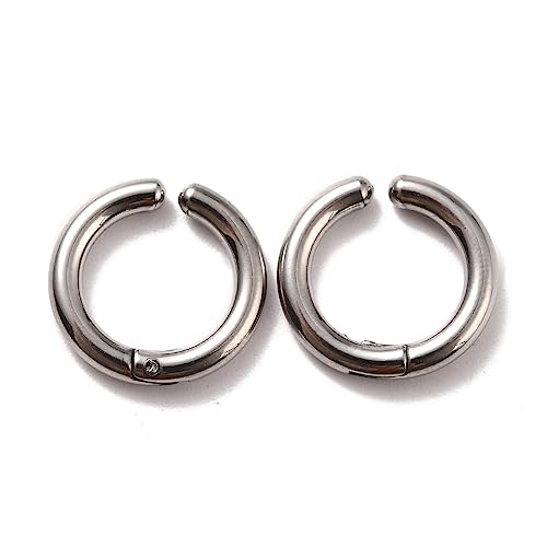 Via Mazzini Silver Plated No-Piercing Clip-On Style 15mm Hoop Earrings For Men And Women (ER2235) 1 Pair|B0C8T6J3YZ