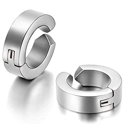 Klara by kalra  Non-Piercing And (8mm Medium Size) Magnetic Style Clip On Metal Barbell Earring Hoop Bali Stud For Men And Women (Combo of 3)
