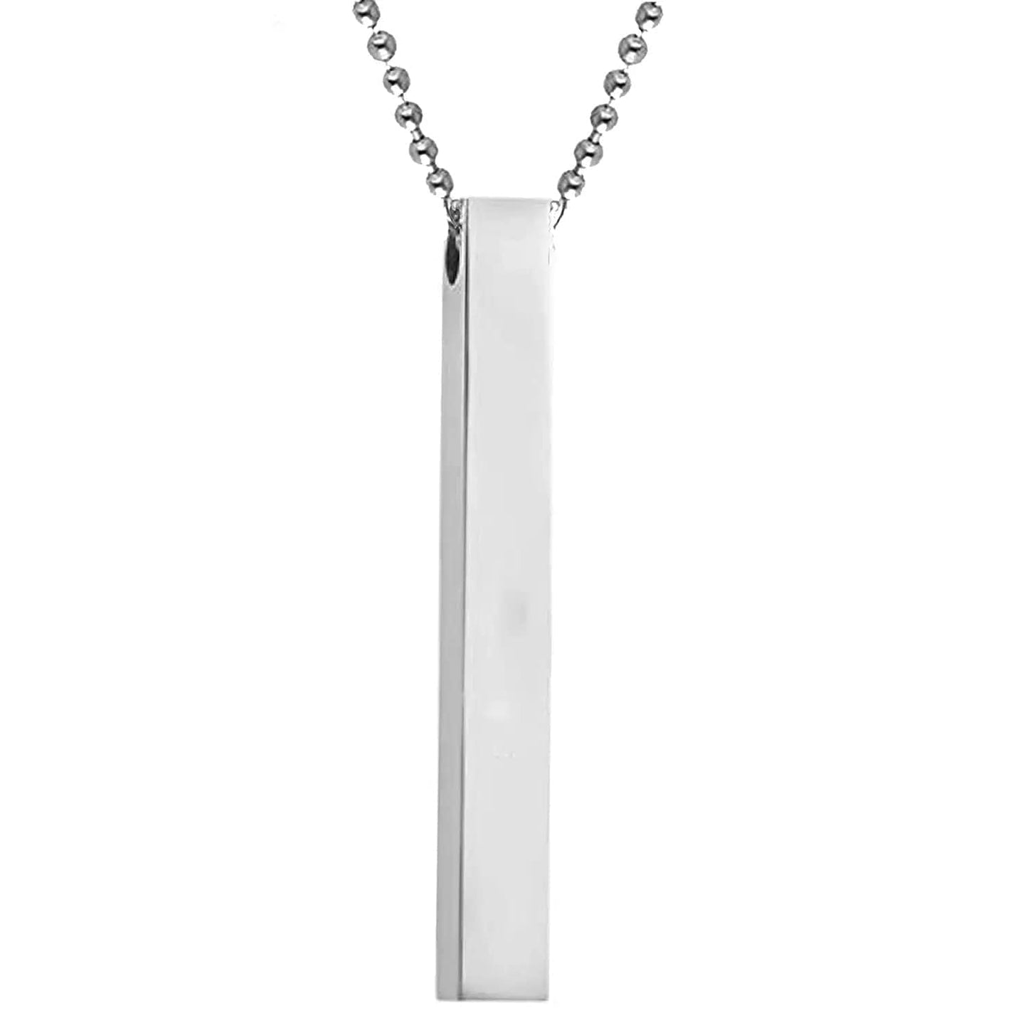 Unisex Cube Bar Pendant with Link Chain Pendant Necklace for Men Women Sterling Silver Stainless Steel