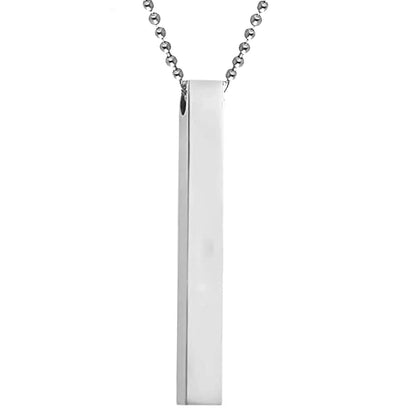 Unisex Cube Bar Pendant with Link Chain Pendant Necklace for Men Women Sterling Silver Stainless Steel