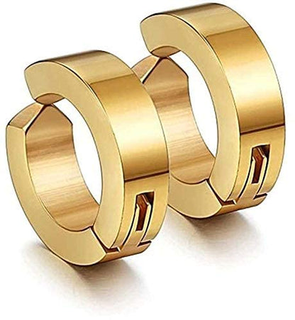 Klara by kalra  Non-Piercing And (8mm Medium Size) Magnetic Style Clip On Metal Barbell Earring Hoop Bali Stud For Men And Women (Combo of 3)