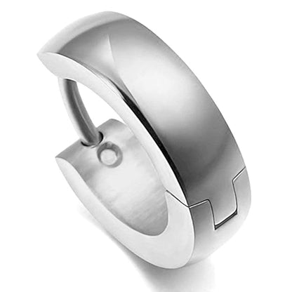 Stainless Steel Silver Plated Hoop Huggie Earrings For Men